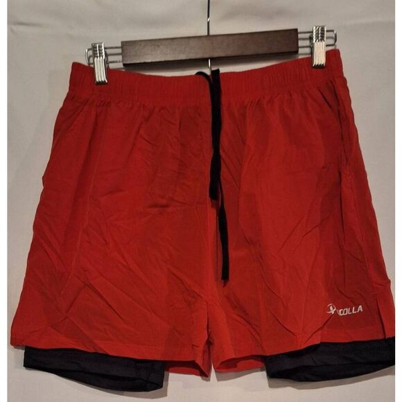 Pudolla Men's 2 in 1 Running Shorts 5" Quick Dry‎ Gym Athletic Workout Shorts M - Picture 1 of 2